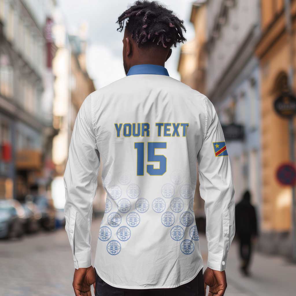 DR Congo Football Custom Long Sleeve Button Shirt Leopards To The Top - African Pride