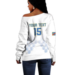 DR Congo Football Custom Off Shoulder Sweater Leopards To The Top - African Pride