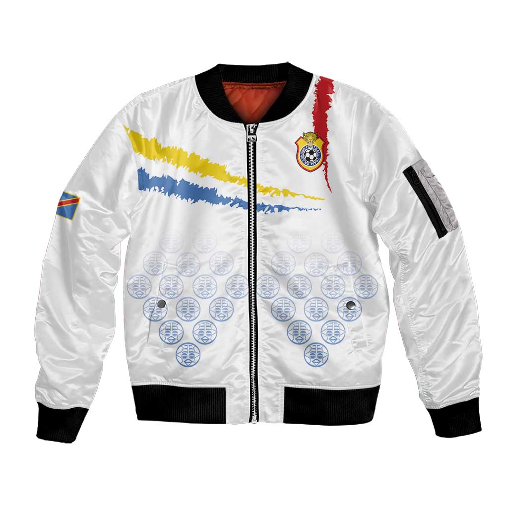 DR Congo Football Custom Sleeve Zip Bomber Jacket Leopards To The Top - African Pride