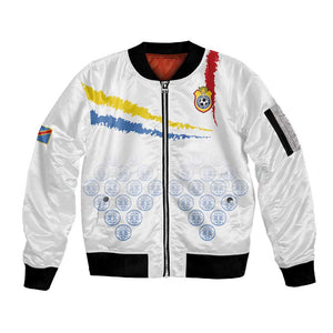 DR Congo Football Custom Sleeve Zip Bomber Jacket Leopards To The Top - African Pride