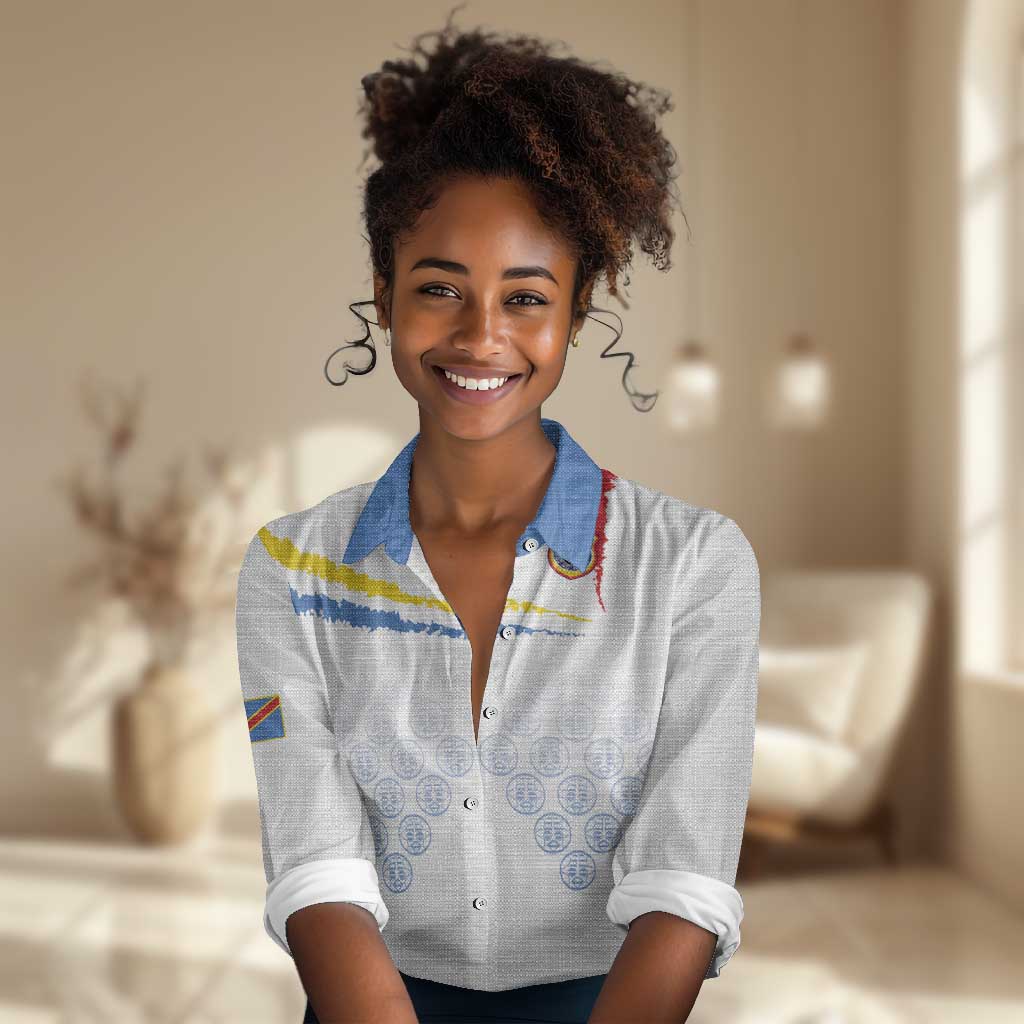 DR Congo Football Custom Women Casual Shirt Leopards To The Top - African Pride