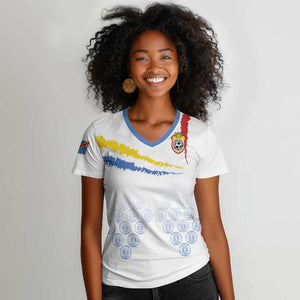 DR Congo Football Custom Women V-Neck T-Shirt Leopards To The Top LT15