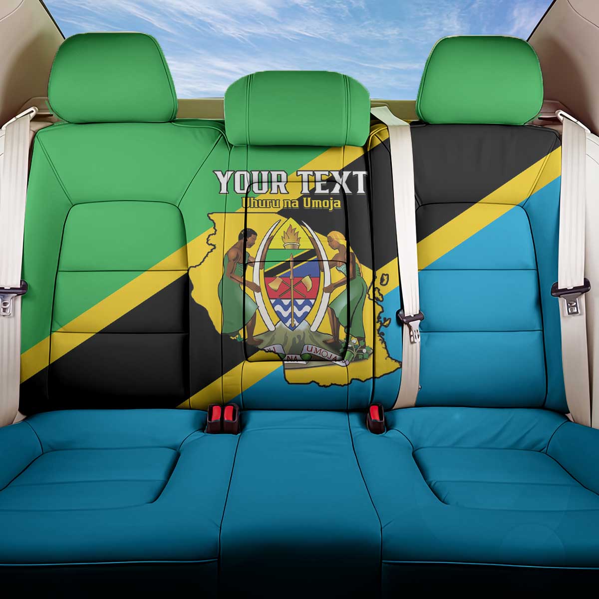 Personalised Afro Tanzania Back Car Seat Cover Happy Union Day