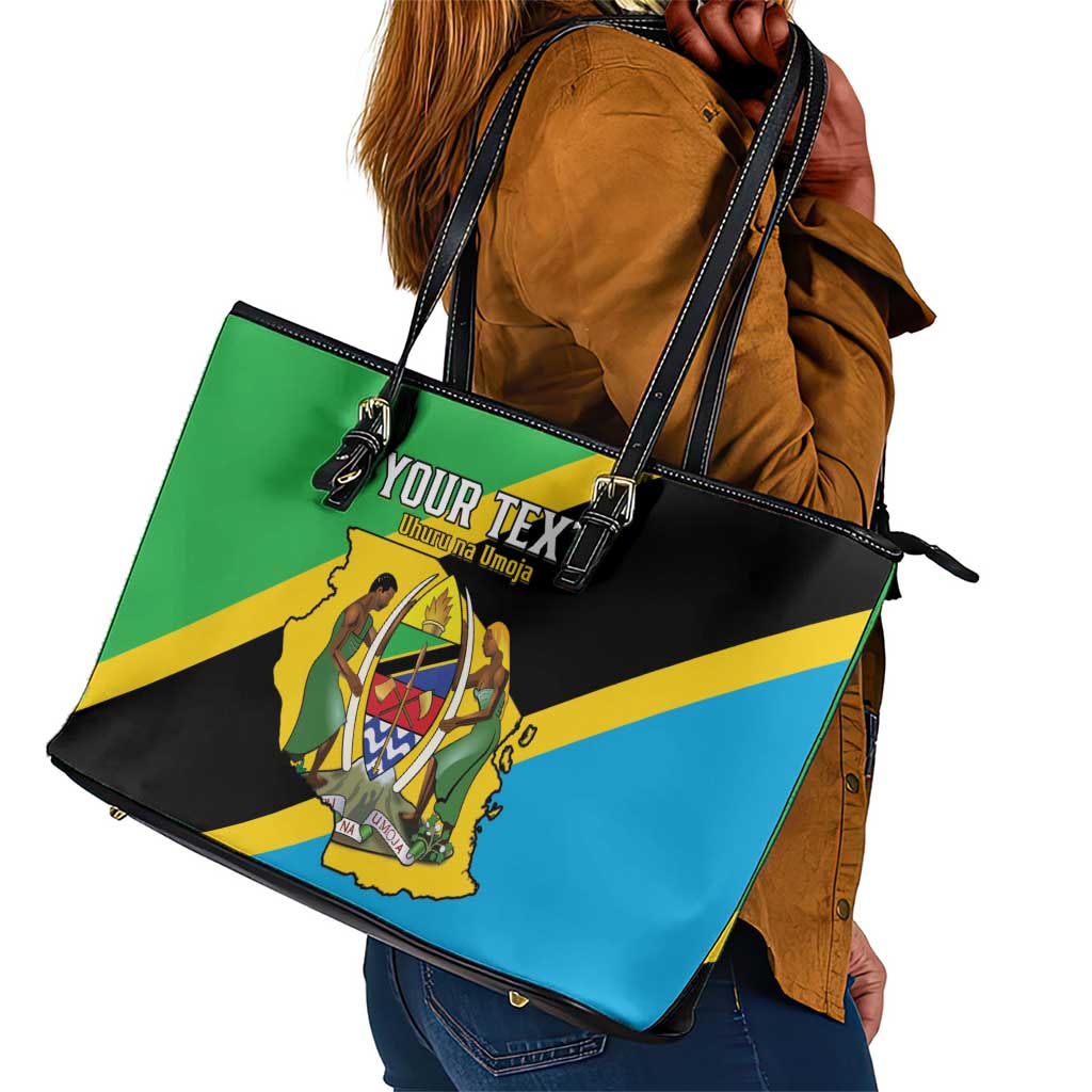 Personalised Afro Tanzania Leather Tote Bag Happy Union Day