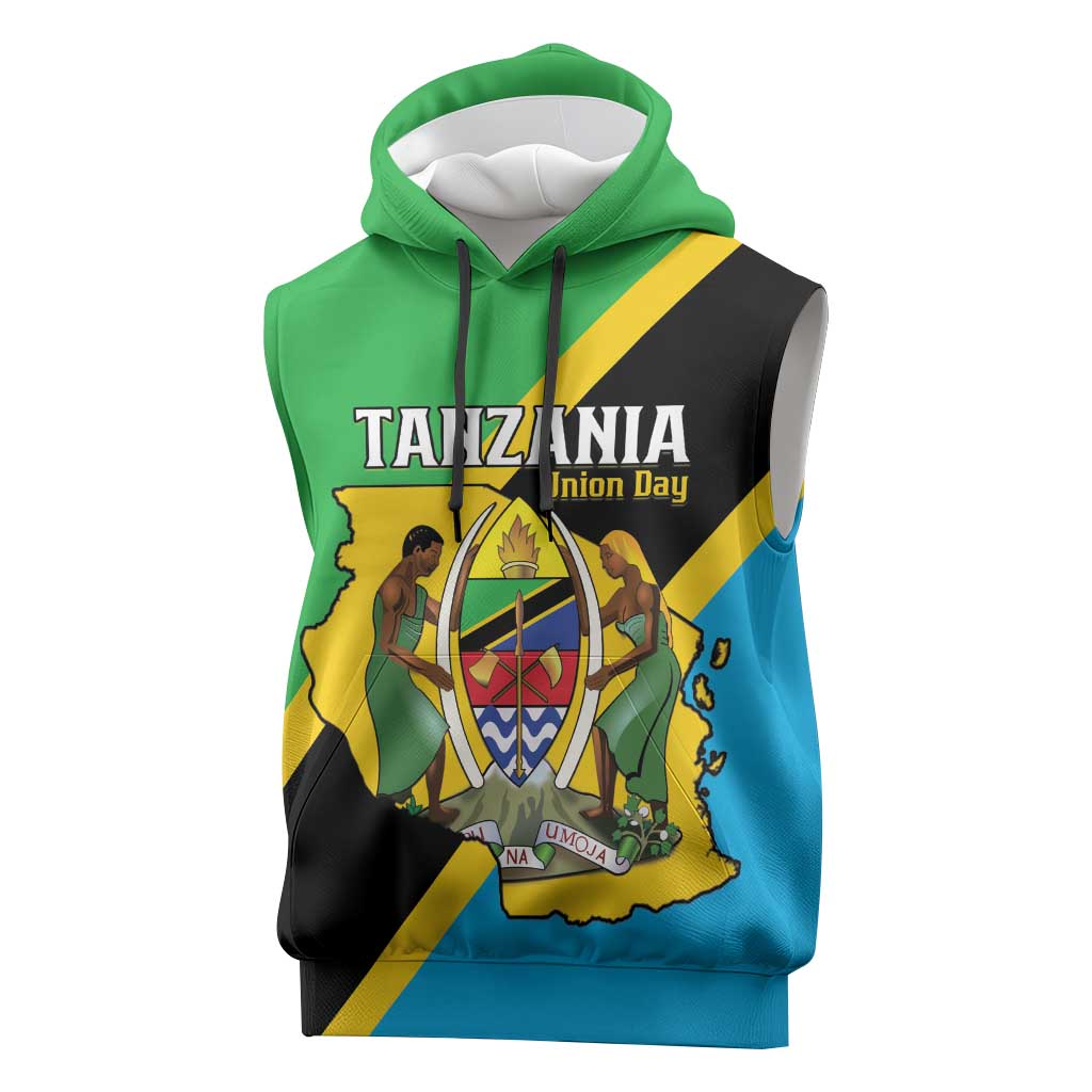 Personalised Afro Tanzania Sleeveless Hoodie Happy Union Day - African Pride