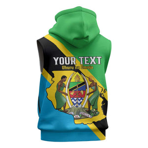 Personalised Afro Tanzania Sleeveless Zip Hoodie Happy Union Day - African Pride