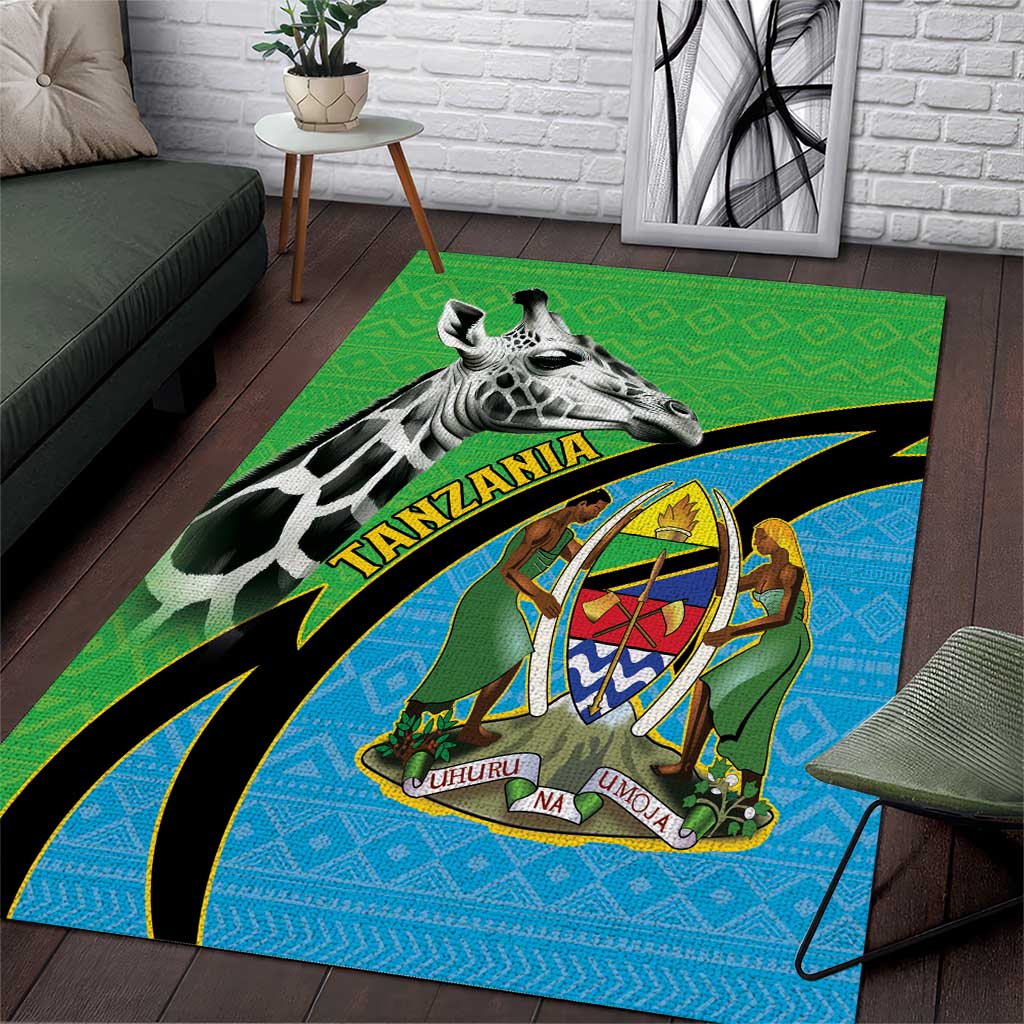 Afro Tanzania Giraffe Area Rug Coat Of Arms Curve Style