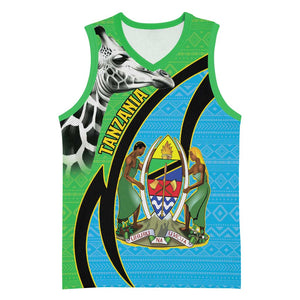 Afro Tanzania Giraffe Basketball Jersey Coat Of Arms Curve Style LT15