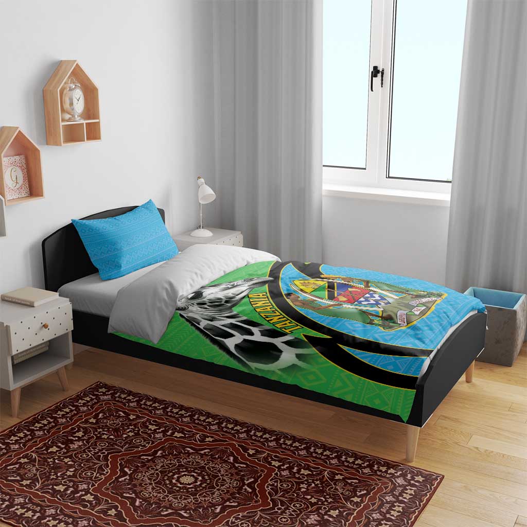 Afro Tanzania Giraffe Bedding Set Coat Of Arms Curve Style