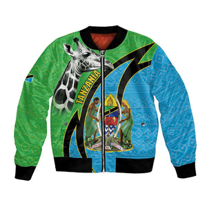 Afro Tanzania Giraffe Bomber Jacket Coat Of Arms Curve Style