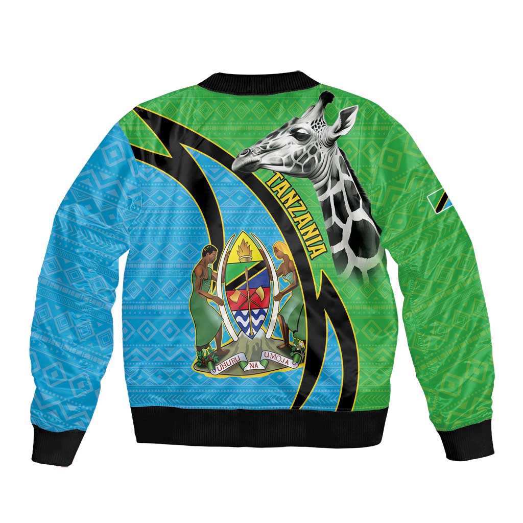 Afro Tanzania Giraffe Bomber Jacket Coat Of Arms Curve Style
