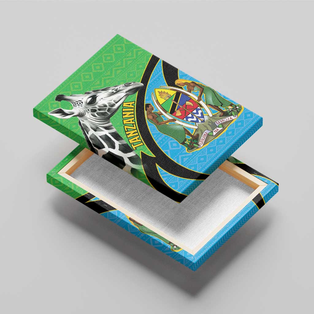 Afro Tanzania Giraffe Canvas Wall Art Coat Of Arms Curve Style