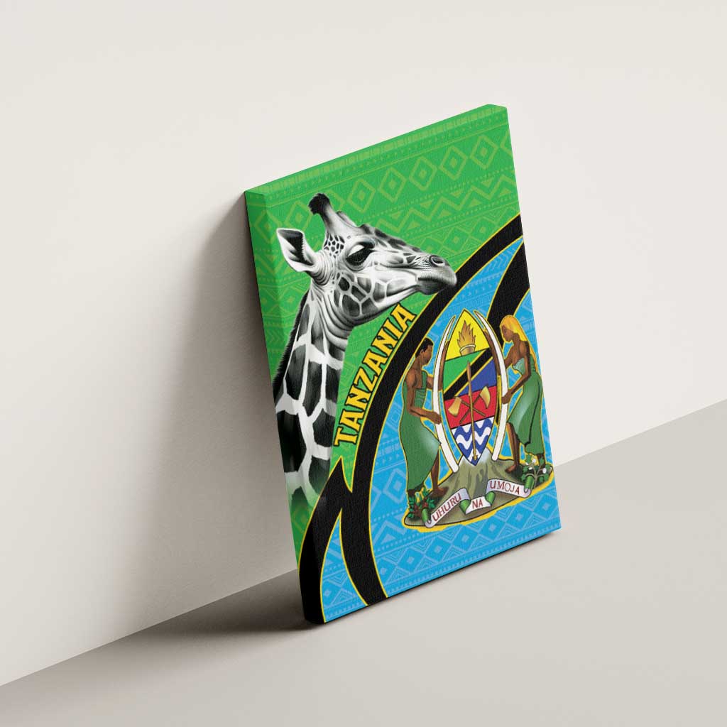 Afro Tanzania Giraffe Canvas Wall Art Coat Of Arms Curve Style