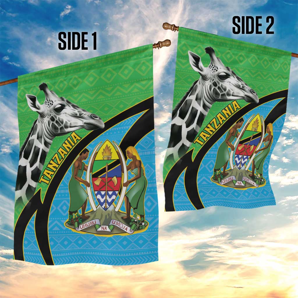Afro Tanzania Giraffe Garden Flag Coat Of Arms Curve Style