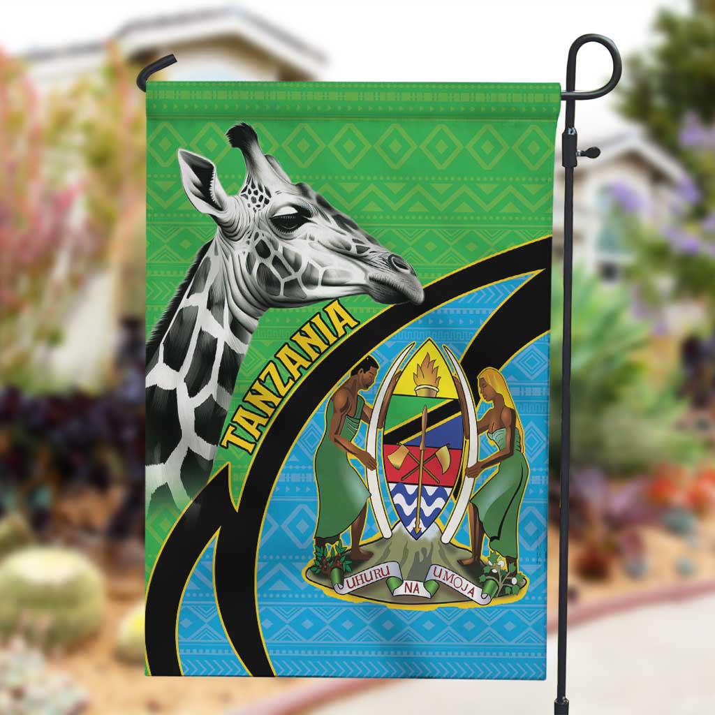 Afro Tanzania Giraffe Garden Flag Coat Of Arms Curve Style