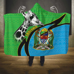 Afro Tanzania Giraffe Hooded Blanket Coat Of Arms Curve Style