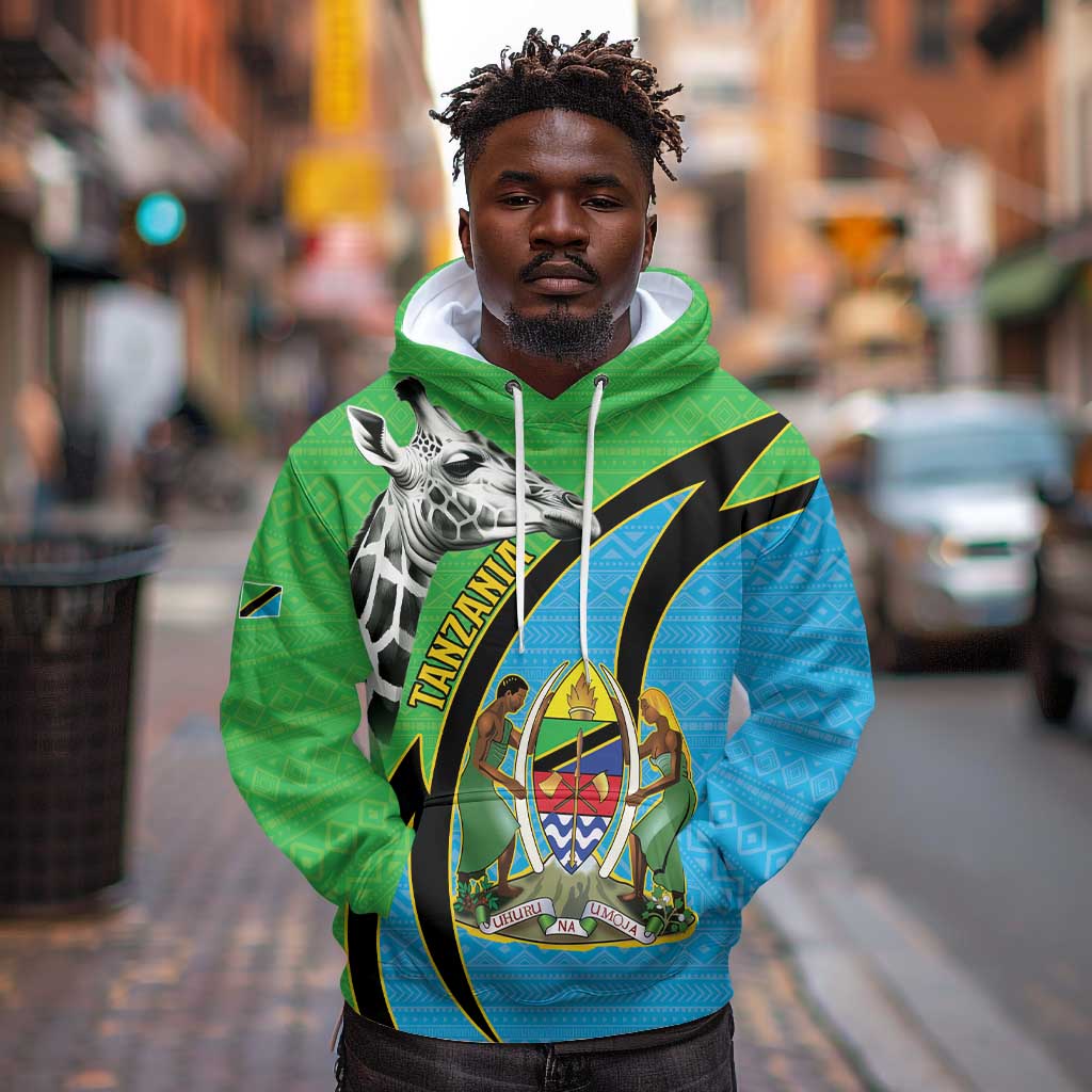 Afro Tanzania Giraffe Hoodie Coat Of Arms Curve Style