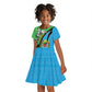 Afro Tanzania Giraffe Kid Short Sleeve Dress Coat Of Arms Curve Style