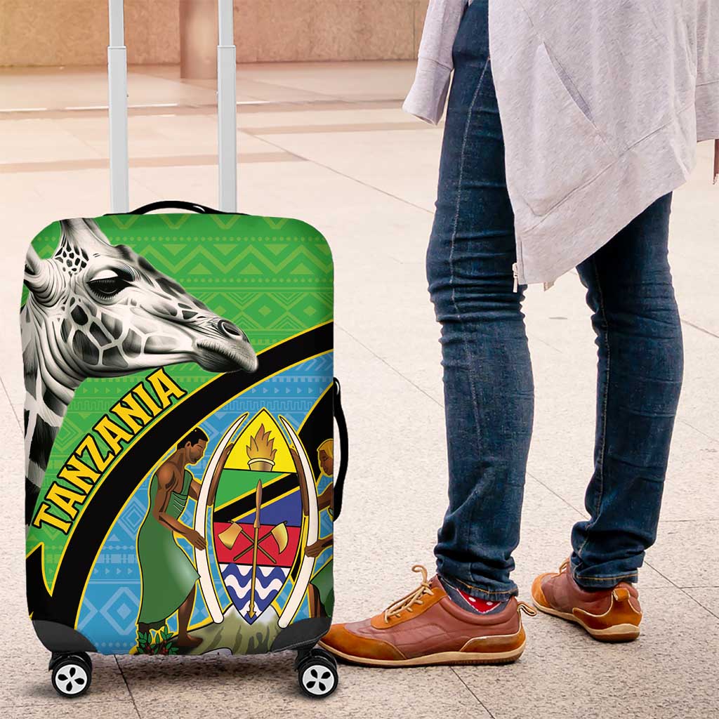 Afro Tanzania Giraffe Luggage Cover Coat Of Arms Curve Style