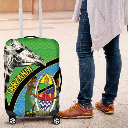 Afro Tanzania Giraffe Luggage Cover Coat Of Arms Curve Style