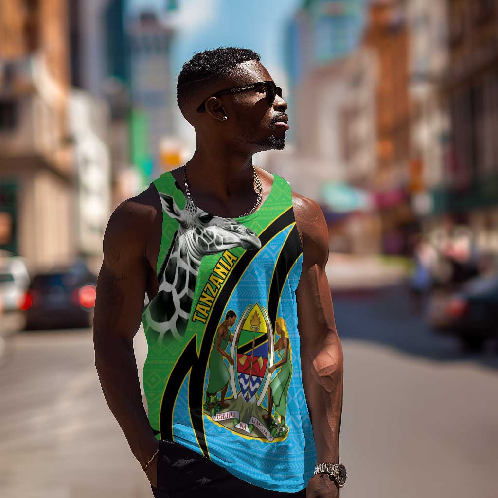 Afro Tanzania Giraffe Men Tank Top Coat Of Arms Curve Style