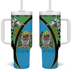 Afro Tanzania Giraffe Tumbler With Handle Coat Of Arms Curve Style