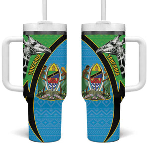 Afro Tanzania Giraffe Tumbler With Handle Coat Of Arms Curve Style