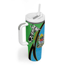 Afro Tanzania Giraffe Tumbler With Handle Coat Of Arms Curve Style