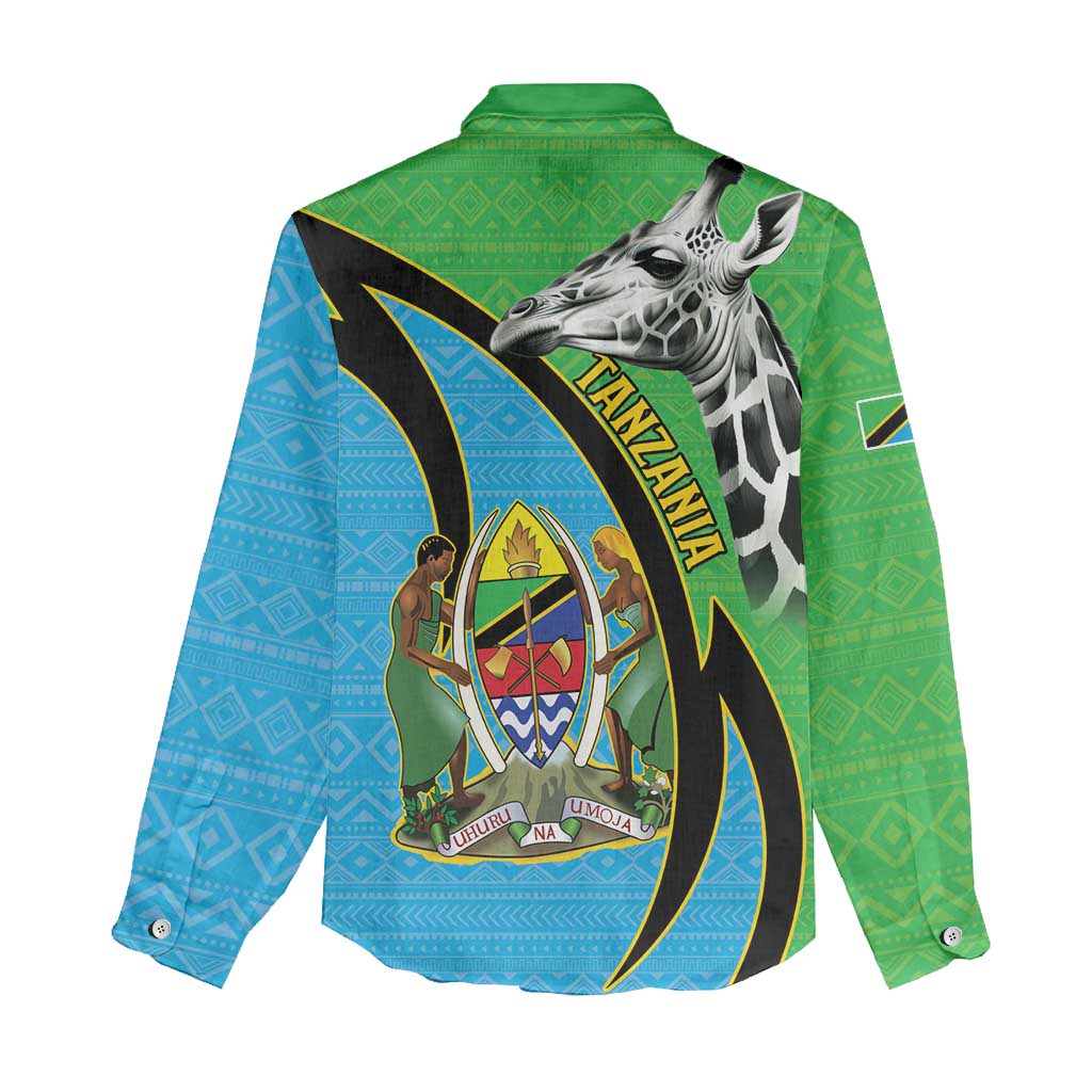 Afro Tanzania Giraffe Women Casual Shirt Coat Of Arms Curve Style