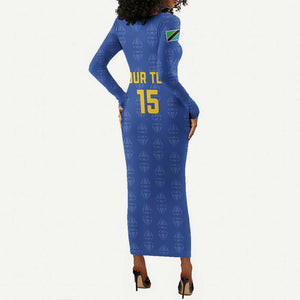 Custom Tanzania Football Long Sleeve Bodycon Dress Taifa Stars Go Champions LT15