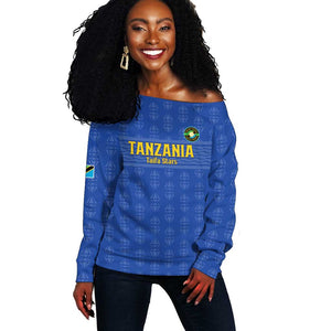 Custom Tanzania Football Off Shoulder Sweater Taifa Stars Go Champions