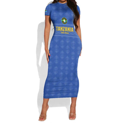 Custom Tanzania Football Short Sleeve Bodycon Dress Taifa Stars Go Champions LT15