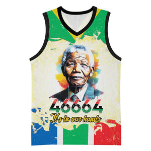 Nelson Mandela International Day 46664 Basketball Jersey Its In Our Hands - Batik Pattern LT15