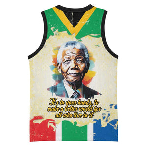Nelson Mandela International Day 46664 Basketball Jersey Its In Our Hands - Batik Pattern LT15