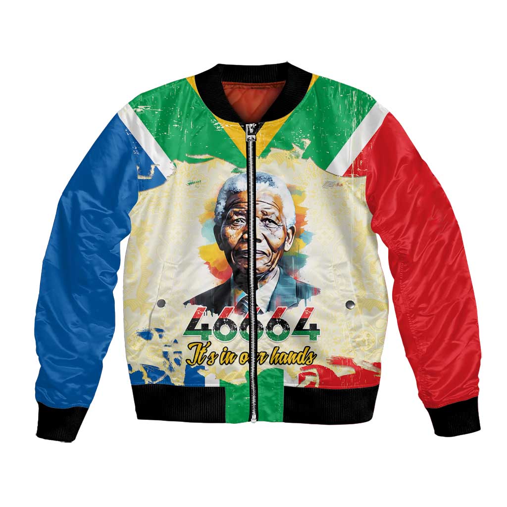 Nelson Mandela International Day 46664 Bomber Jacket Its In Our Hands - Batik Pattern - African Pride