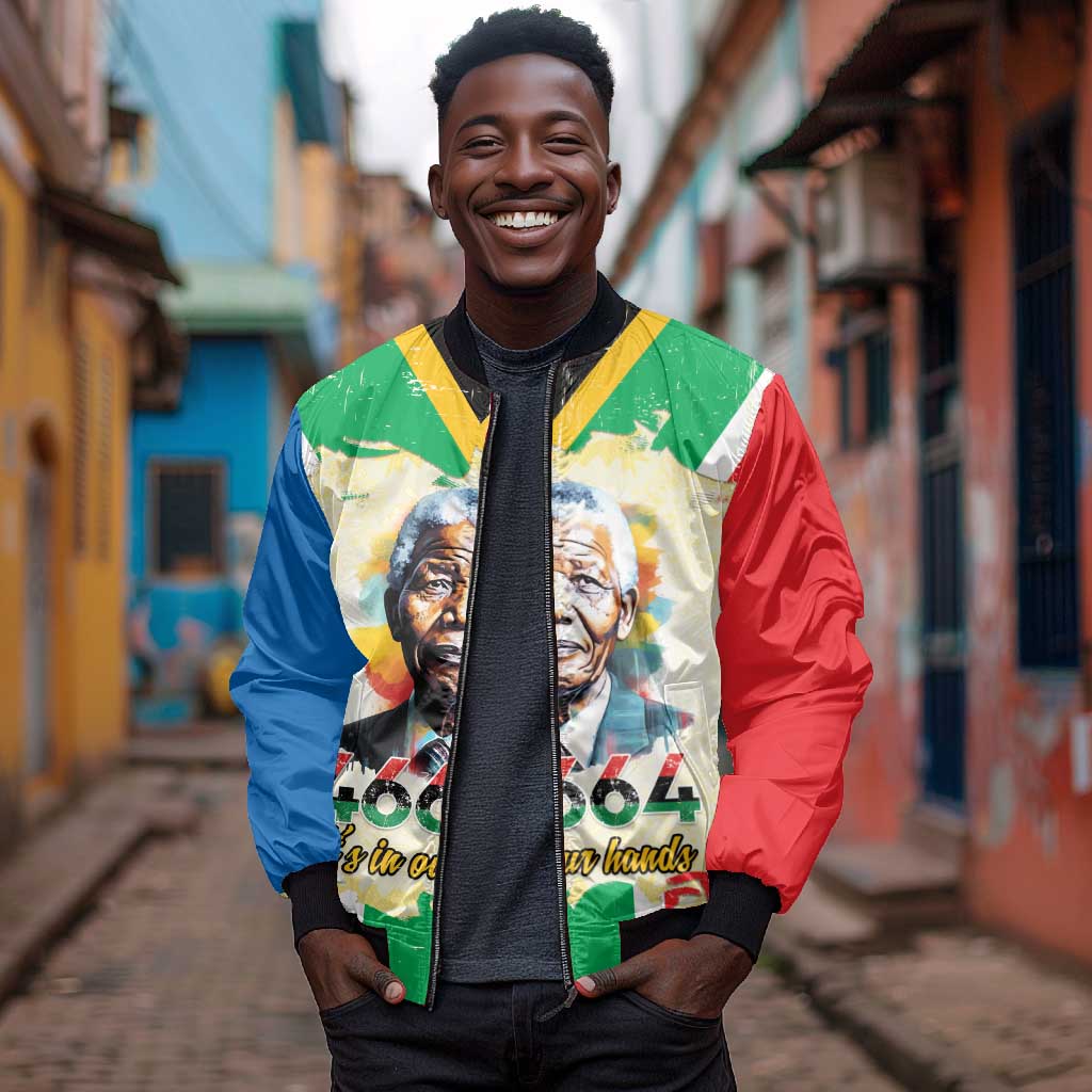 Nelson Mandela International Day 46664 Bomber Jacket Its In Our Hands - Batik Pattern - African Pride