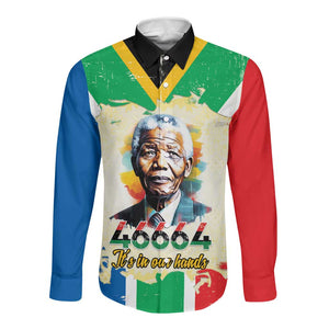 Nelson Mandela International Day 46664 Long Sleeve Button Shirt Its In Our Hands - Batik Pattern - African Pride