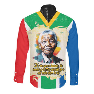 Nelson Mandela International Day 46664 Long Sleeve Button Shirt Its In Our Hands - Batik Pattern - African Pride