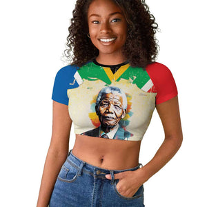 Nelson Mandela International Day 46664 Raglan Cropped T shirt Its In Our Hands - Batik Pattern - African Pride