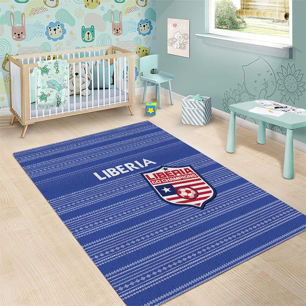 Liberia Football Area Rug African Tribal Pattern - Blue Jersey - African Pride