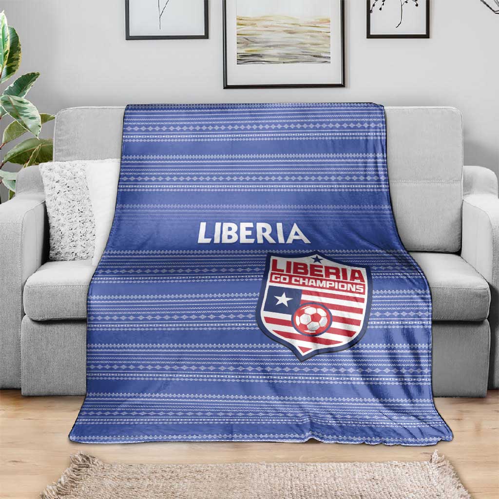 Liberia Football Blanket African Tribal Pattern - Blue Jersey - African Pride