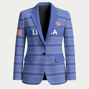 Custom Liberia Football Blazer Women Blue Jersey