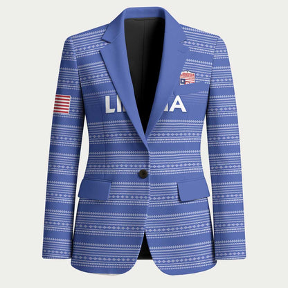 Custom Liberia Football Blazer Women Blue Jersey