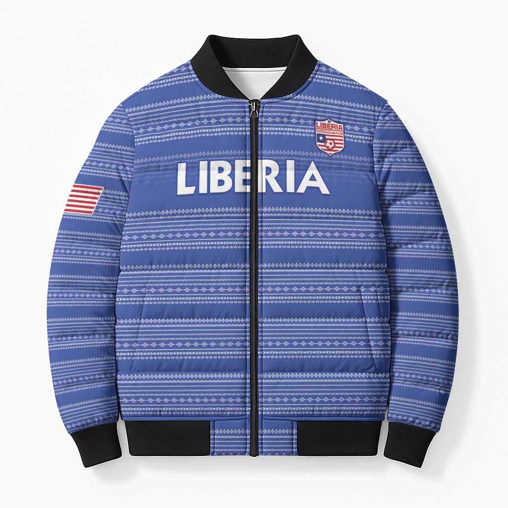 Custom Liberia Football Bomber Puffer Jacket Women Blue Jersey
