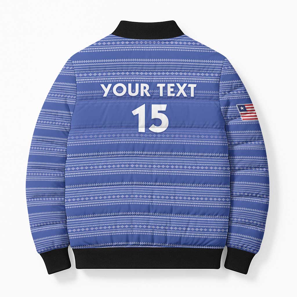 Custom Liberia Football Bomber Puffer Jacket Women Blue Jersey