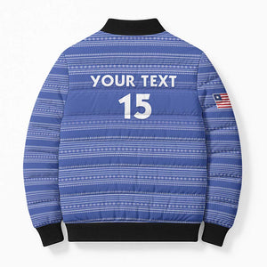 Custom Liberia Football Bomber Puffer Jacket Women Blue Jersey