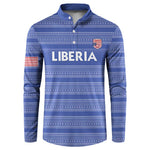 Custom Liberia Football Button Sweatshirt Women Blue Jersey