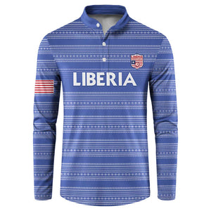 Custom Liberia Football Button Sweatshirt Women Blue Jersey
