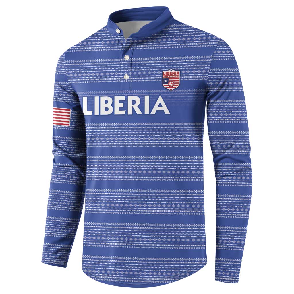 Custom Liberia Football Button Sweatshirt Women Blue Jersey