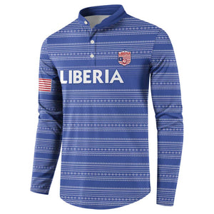 Custom Liberia Football Button Sweatshirt Women Blue Jersey